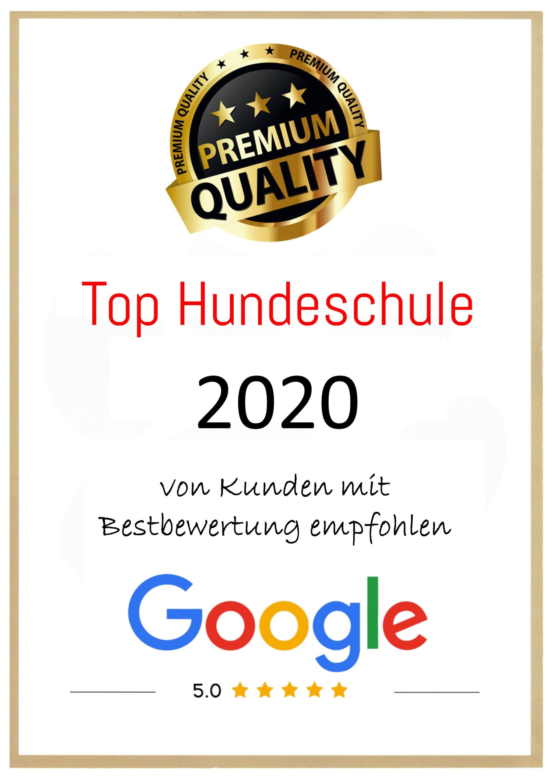 Auszeichnung Top Hundeschule 2020