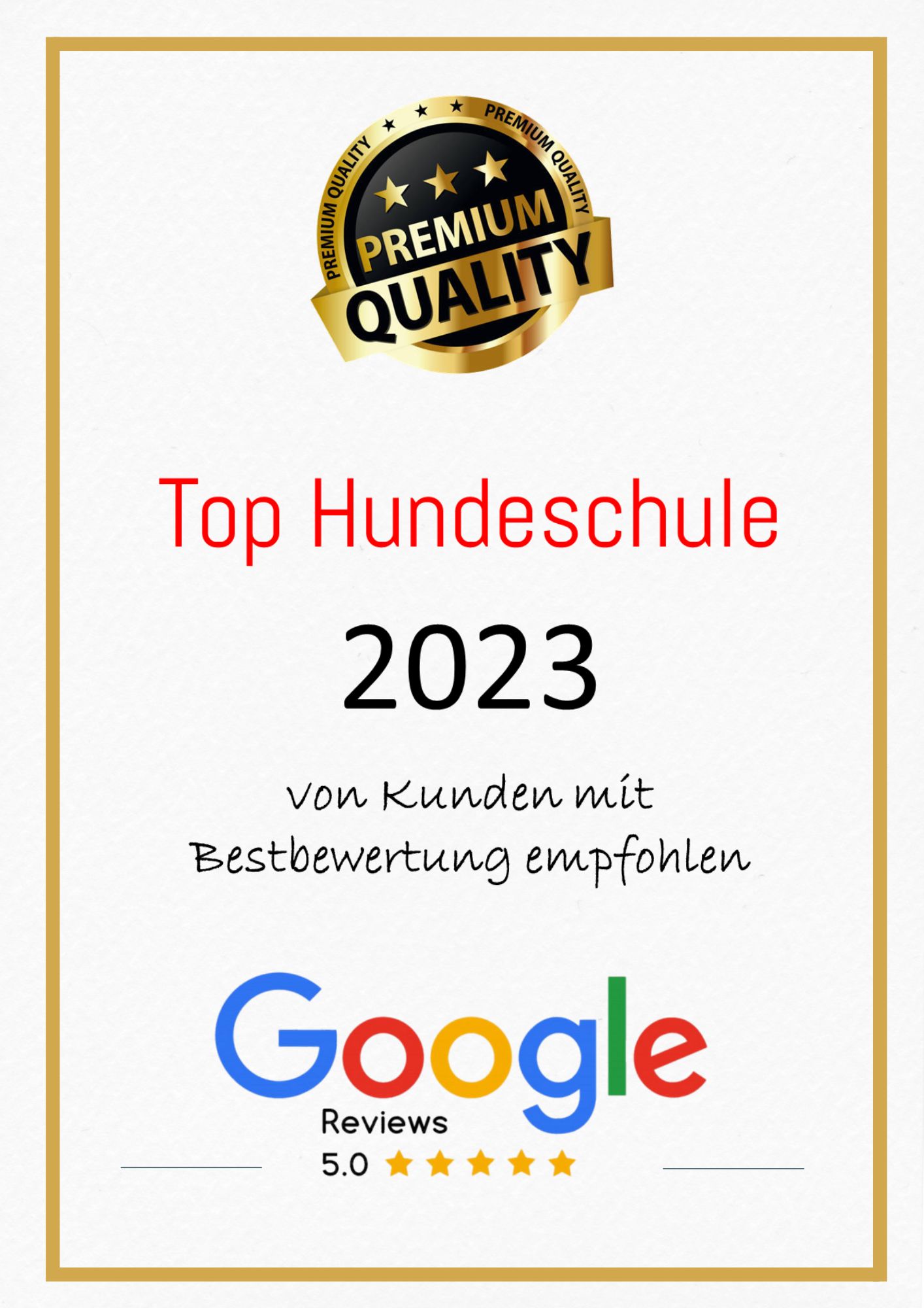 Auszeichnung Top Hundeschule 2023
